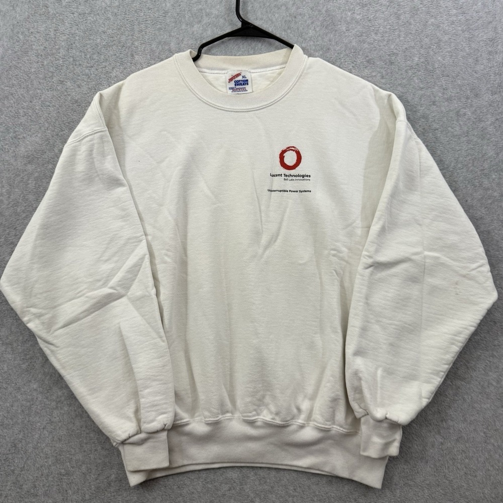 Lucent Technologies Sweatshirt Men's XL White Bell Labs Logo USA Vintage Jerzees